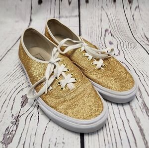 Vans Gold Glitter Sneakers Size‎ 9 Woman's Men 7 1/2